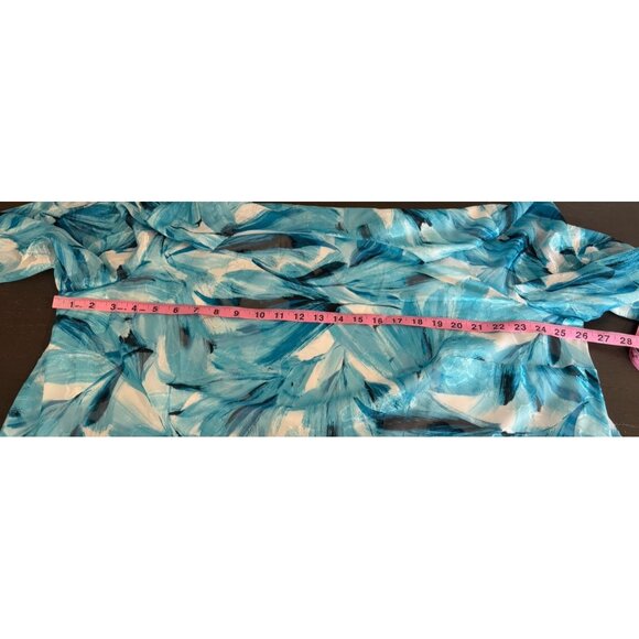 Alex Evenings Size 3X Blouse 3/4 Sleeve Layers Asymmetrical Aqua Floral NEW - Picture 10 of 10